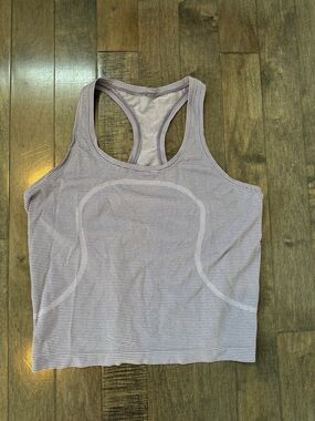 Striped Racerback Cropped Tank Top in Purple  Lavender